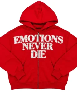 Mixed Emotion End Rhinestone Red Hoodie