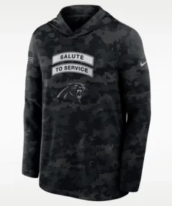 NFL Carolina Panthers Nike Salute to Service Sideline Long-Sleeve Hooded Top