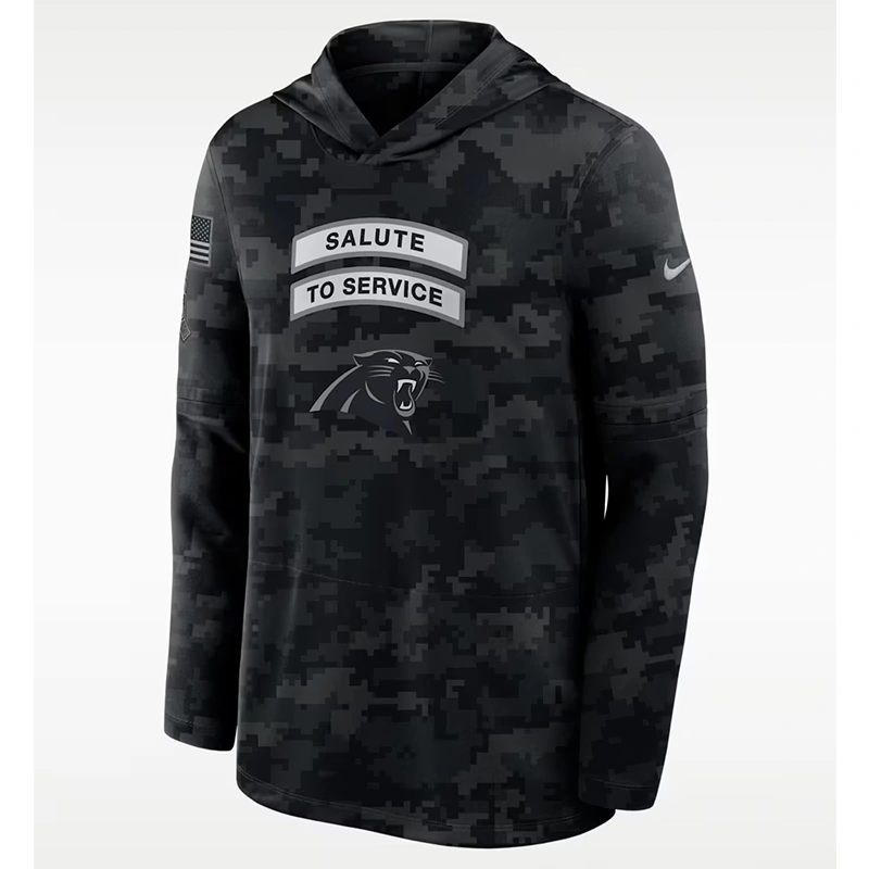 NFL Carolina Panthers Nike Salute to Service Sideline Long-Sleeve Hooded Top