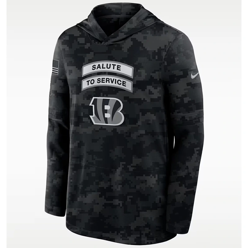 NFL Cincinnati Bengals Nike Salute to Service Sideline Long-Sleeve Hooded Top