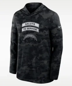 NFL Los Angeles Chargers Nike Salute to Service Sideline Long-Sleeve Hooded Top