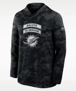 NFL Miami Dolphins Nike Salute to Service Sideline Long-Sleeve Hooded Top