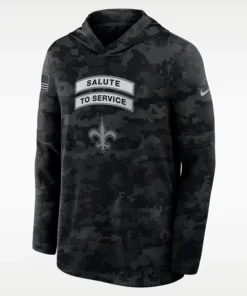 NFL New Orleans Saints Nike Salute to Service Sideline Long-Sleeve Hooded Top
