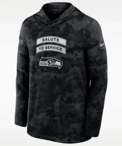 NFL Seattle Seahawks Nike Salute to Service Sideline Long-Sleeve Hooded Top