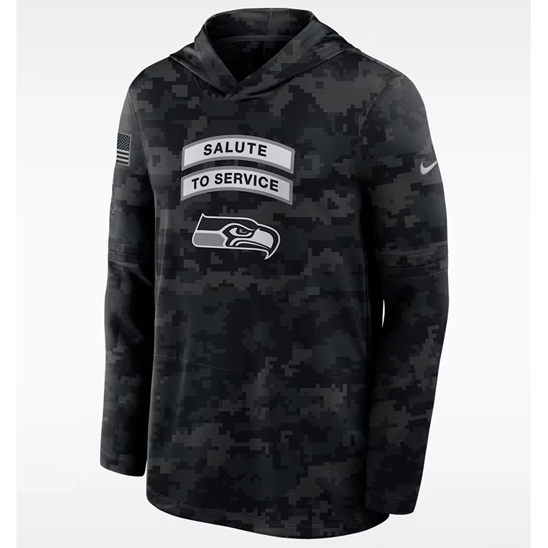 NFL Seattle Seahawks Nike Salute to Service Sideline Long-Sleeve Hooded Top