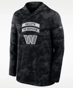 NFL Washington Commanders Nike Salute to Service Sideline Long-Sleeve Hooded Top