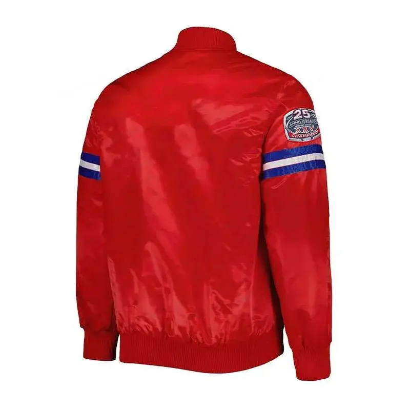 NY Giants 25th Anniversary Satin Red Jacket - Image 3