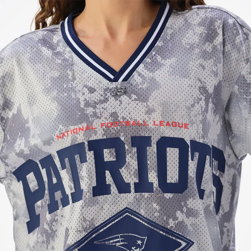 Off Season x NFL New England Patriots Camo Mesh Long Sleeve V-Neck Top - Image 5