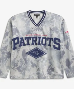 Off Season x NFL New England Patriots Camo Mesh Long Sleeve V-Neck Top