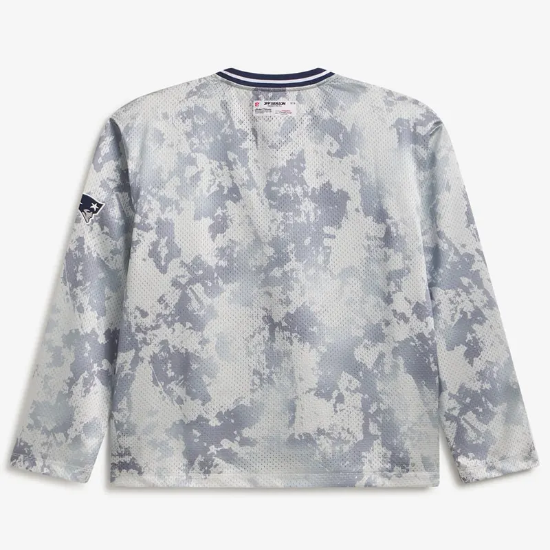 Off Season x NFL New England Patriots Camo Mesh Long Sleeve V-Neck Top - Image 2
