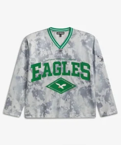 Off Season x NFL Philadelphia Eagles Camo Mesh Long Sleeve V-Neck Top