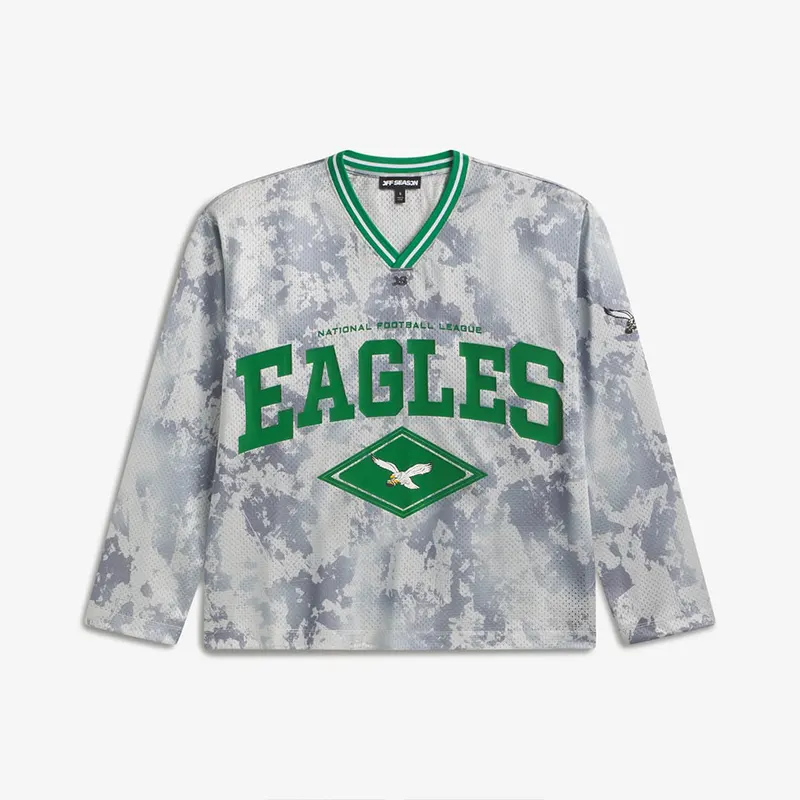 Off Season x NFL Philadelphia Eagles Camo Mesh Long Sleeve V-Neck Top