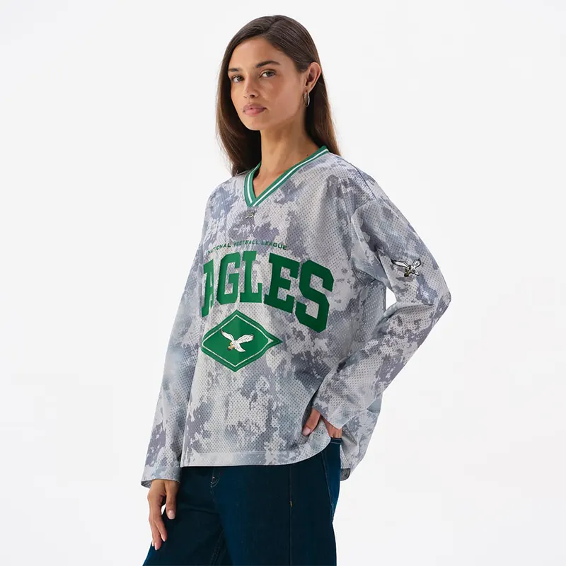 Off Season x NFL Philadelphia Eagles Camo Mesh Long Sleeve V-Neck Top - Image 7