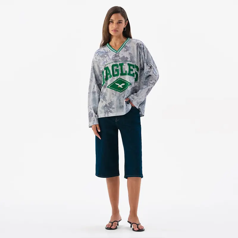 Off Season x NFL Philadelphia Eagles Camo Mesh Long Sleeve V-Neck Top - Image 6