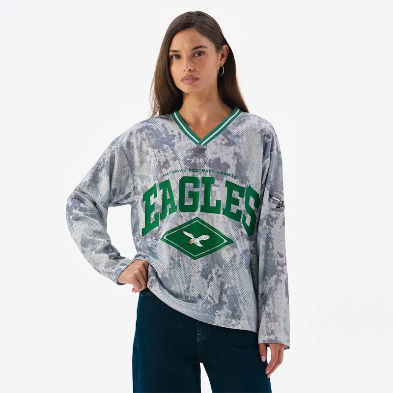 Off Season x NFL Philadelphia Eagles Camo Mesh Long Sleeve V-Neck Top - Image 5
