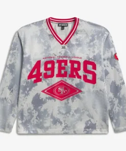 Off Season x NFL San Francisco 49ers Camo Mesh Long Sleeve V-Neck Top