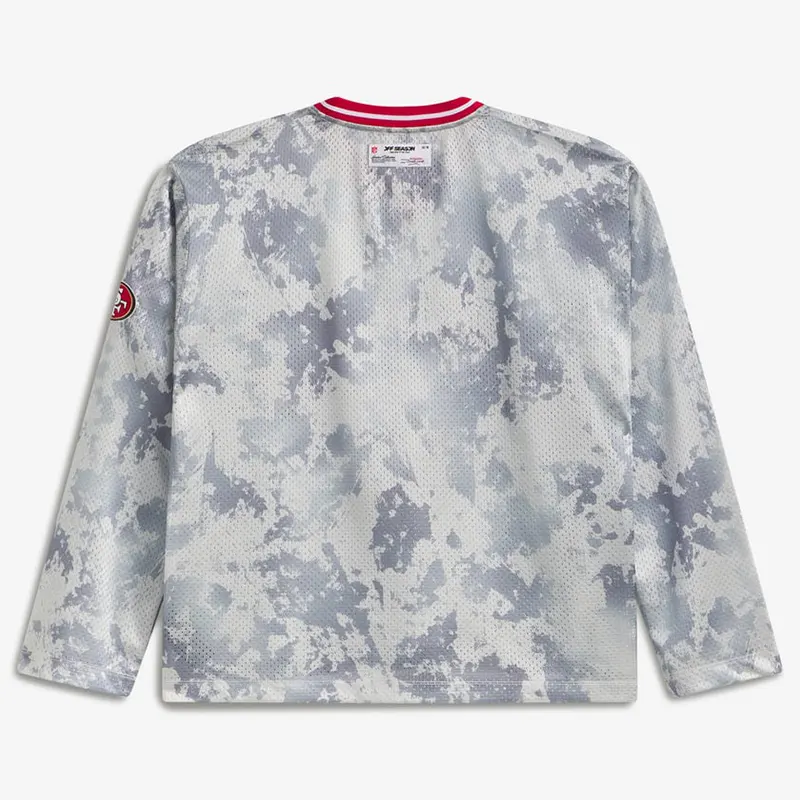 Off Season x NFL San Francisco 49ers Camo Mesh Long Sleeve V-Neck Top - Image 2