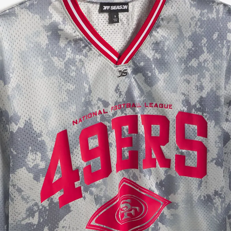 Off Season x NFL San Francisco 49ers Camo Mesh Long Sleeve V-Neck Top - Image 7