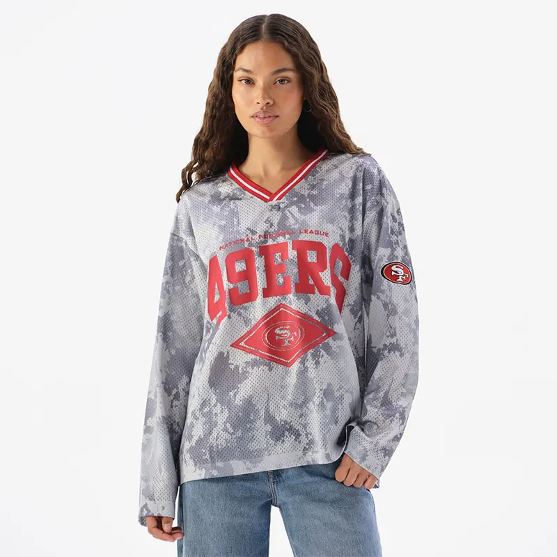 Off Season x NFL San Francisco 49ers Camo Mesh Long Sleeve V-Neck Top - Image 3