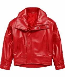 PFW SS27 Lola Tung Red Leather Jacket