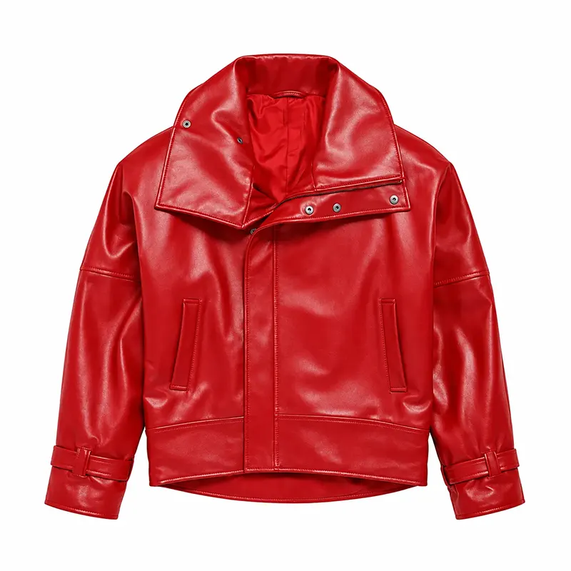 PFW SS27 Lola Tung Red Leather Jacket
