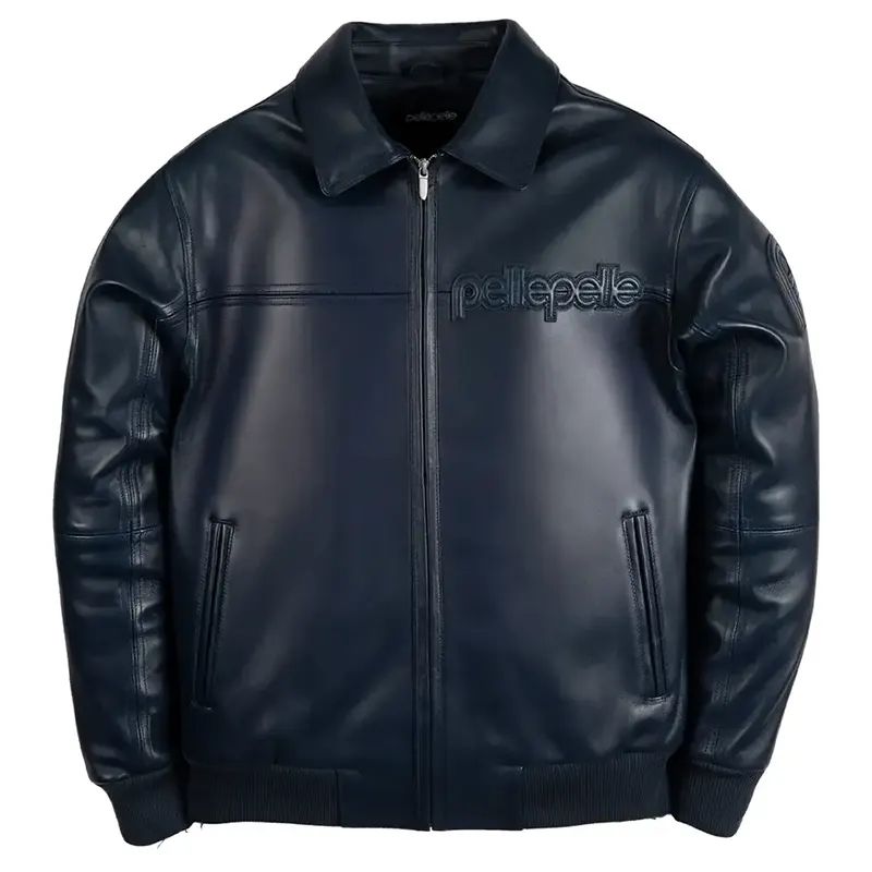 Pelle Pelle Corded Navy Leather Jacket