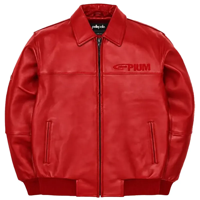 Pelle Pelle x Opium Red Leather Bomber Jacket