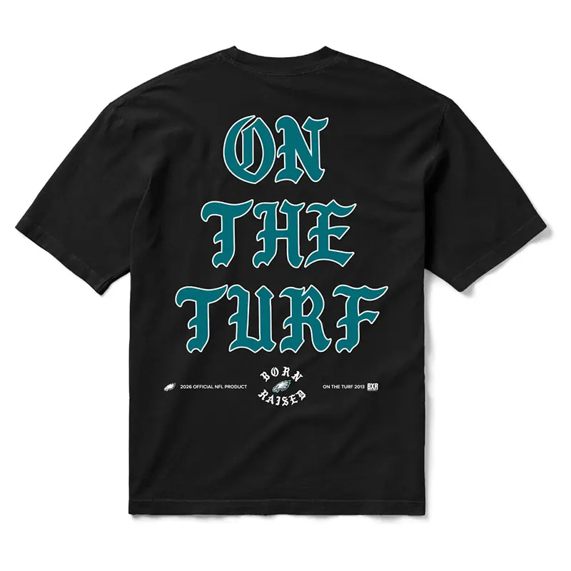Philadelphia Eagles Born x Raised Unisex On The Turf T-Shirt - Image 3