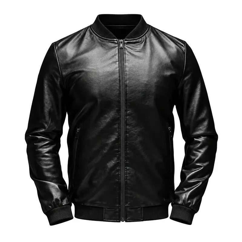 Pitbull Black Leather Bomber Jacket