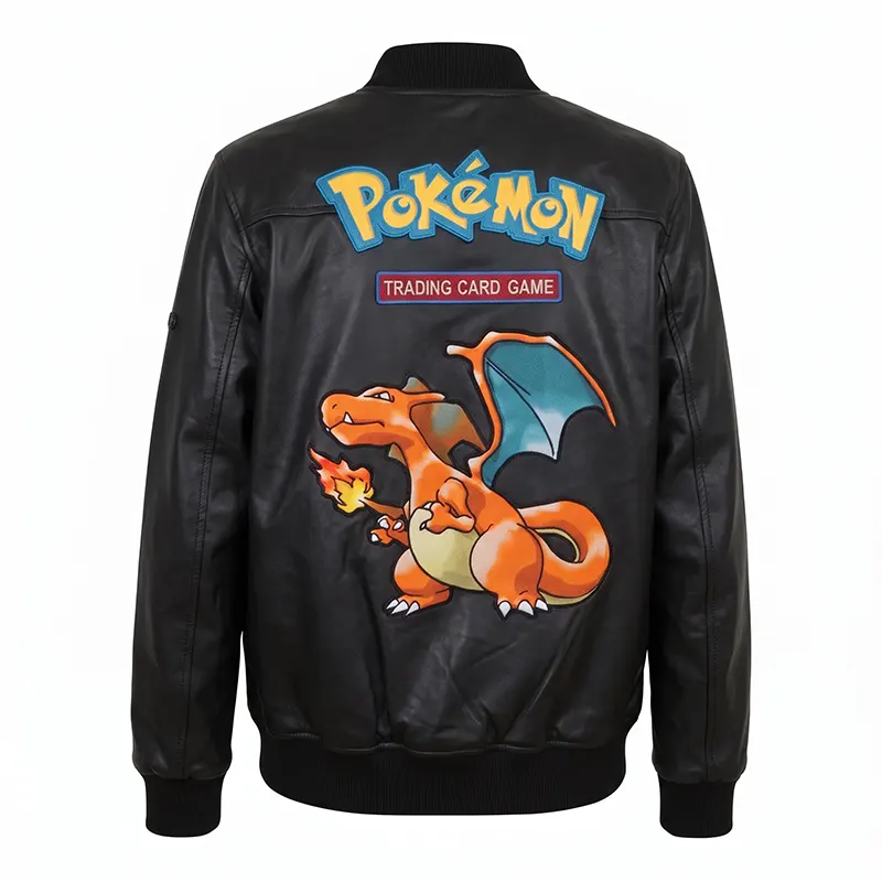 Pokemon Fire Dragon Black Leather Jacket - Image 2