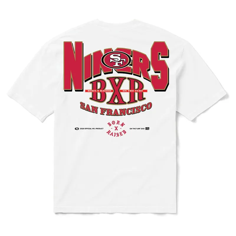 San Francisco 49ers Born x Raised Unisex Block Letter White T-Shirt - Image 3