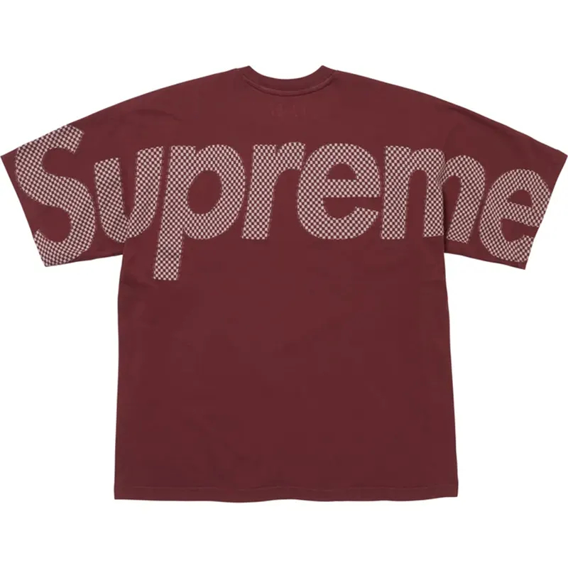 Supreme Burgandy Checkerboard Intarsia Top