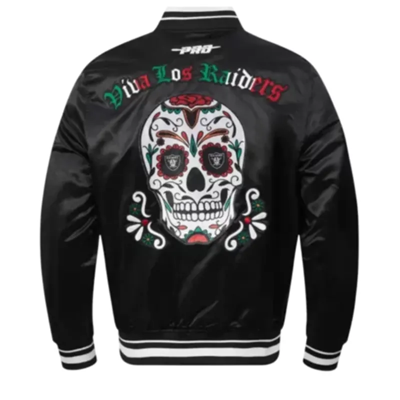 Viva Los Raiders Sugar Skull Varsity Jacket - Image 2