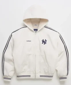 Yankees Hooded Baseball White Jacket